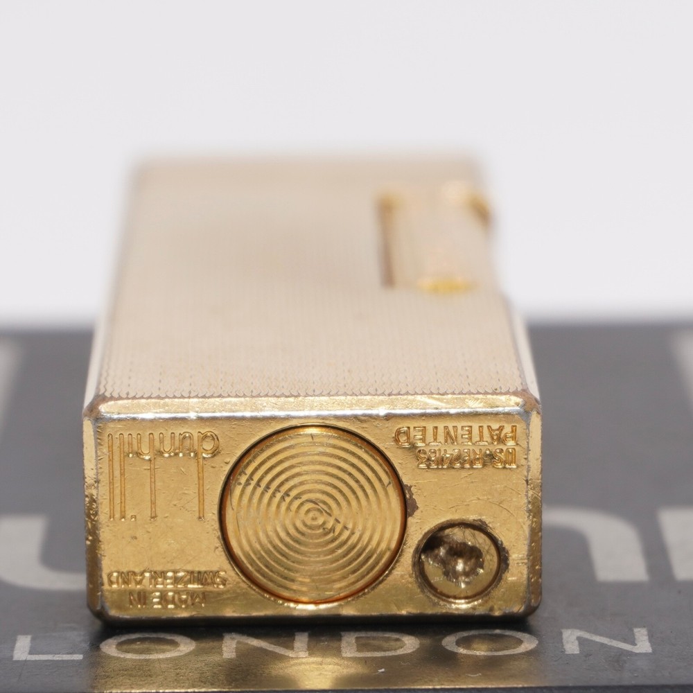 Dunhill Lighter Gold plate Basket Check Pattern_Ultrasonically cleaned_Working