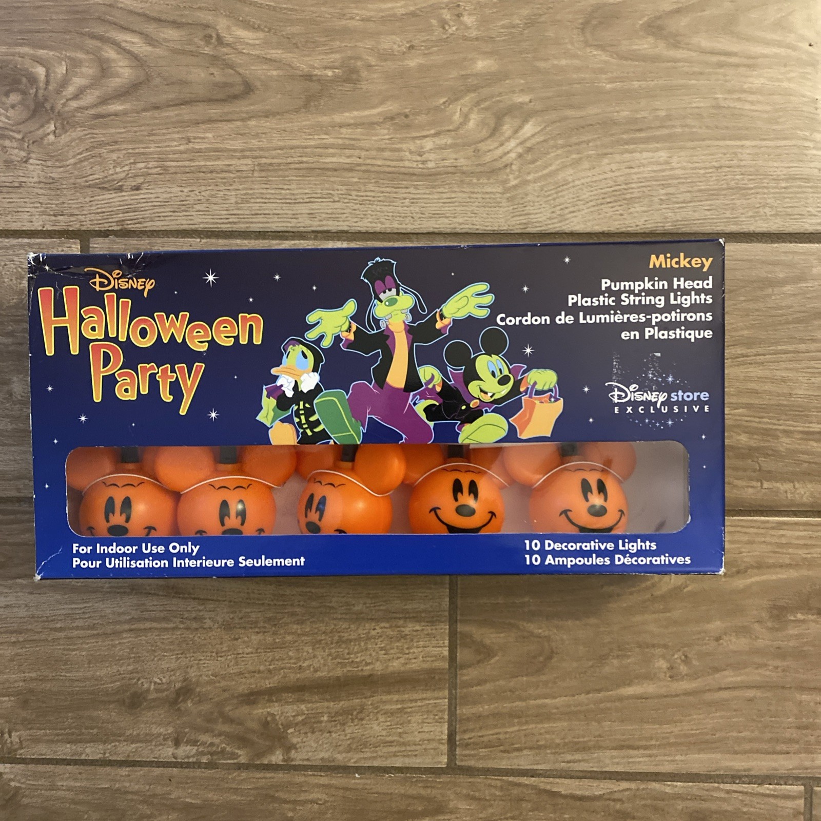 New Disney Halloween Mickey Pumpkin Head Plastic String Lights Store Exclusive