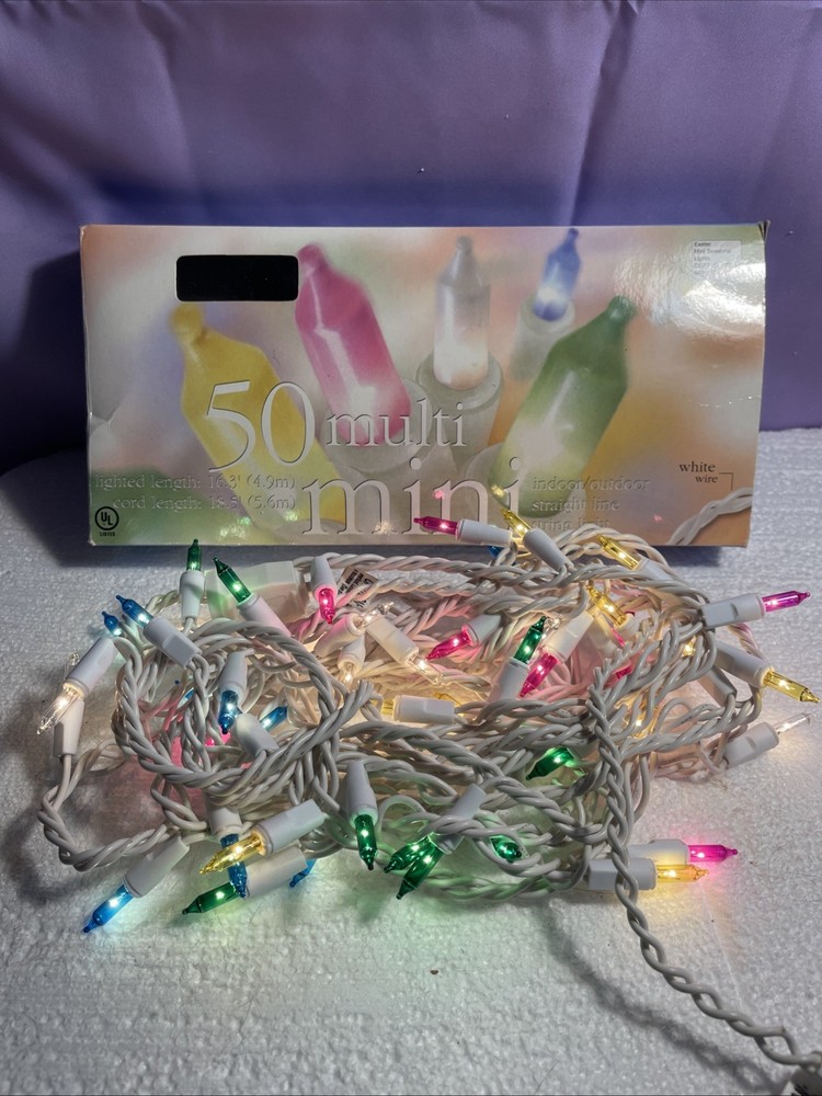 Easter String Lights Multi Color Glass Lights 50 Count Easter Pastel Colors