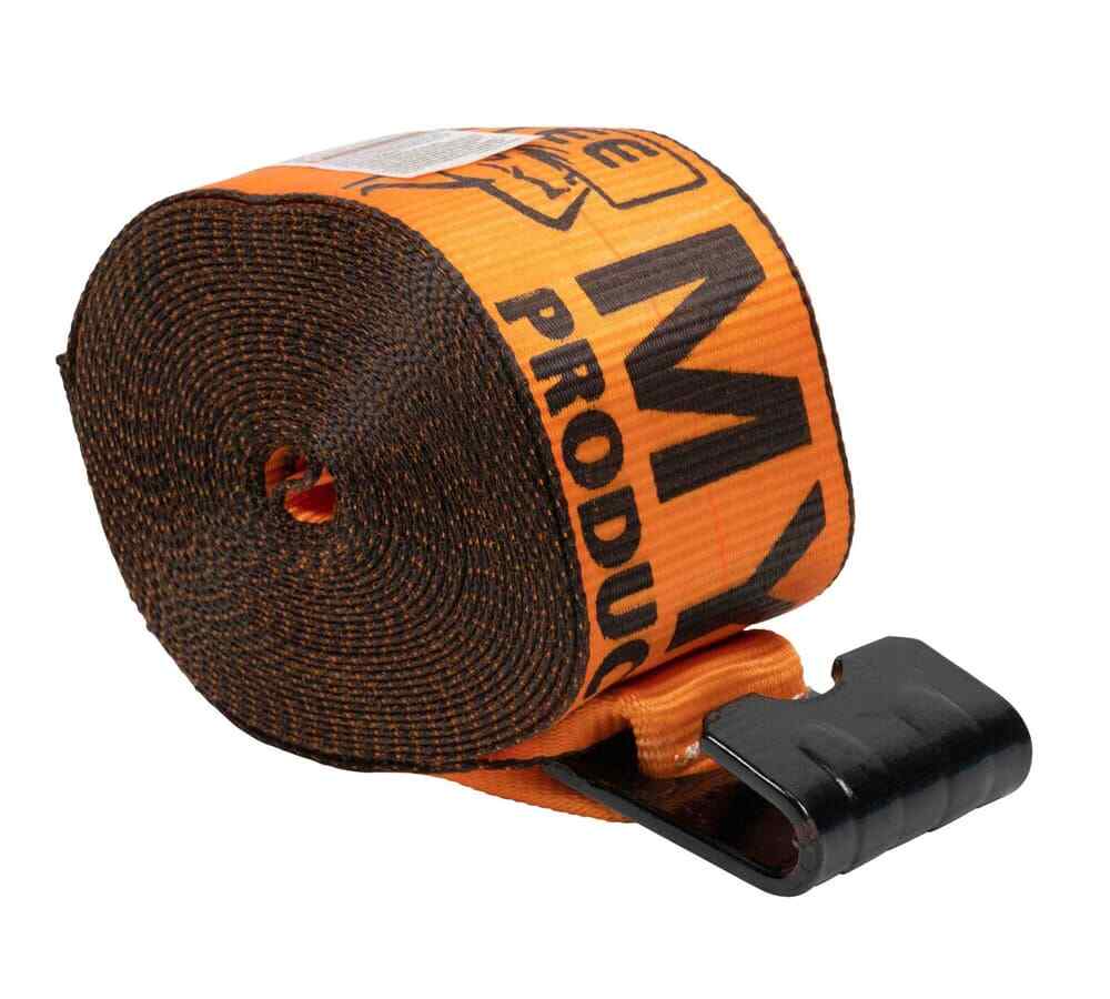 (4 Pack) 4" x 30' Winch Strap with Flat Hook - High Abrasion Orange