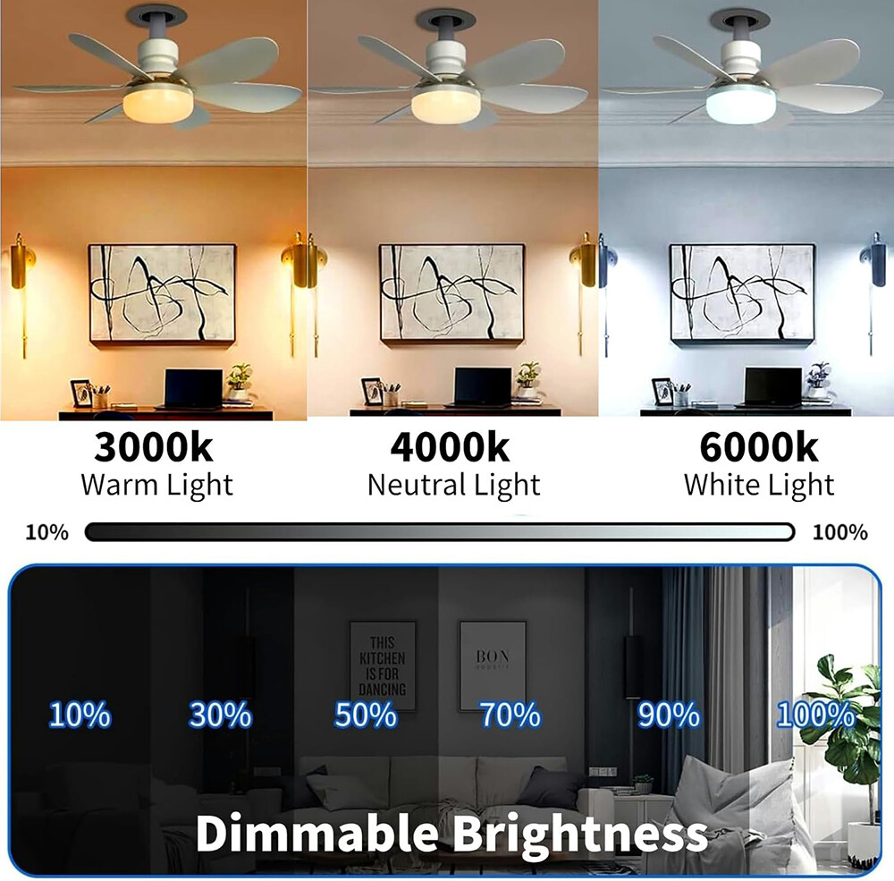 Socket Ceiling Fans With Lights And Remote- Socket Fan Light With Dimmable LED