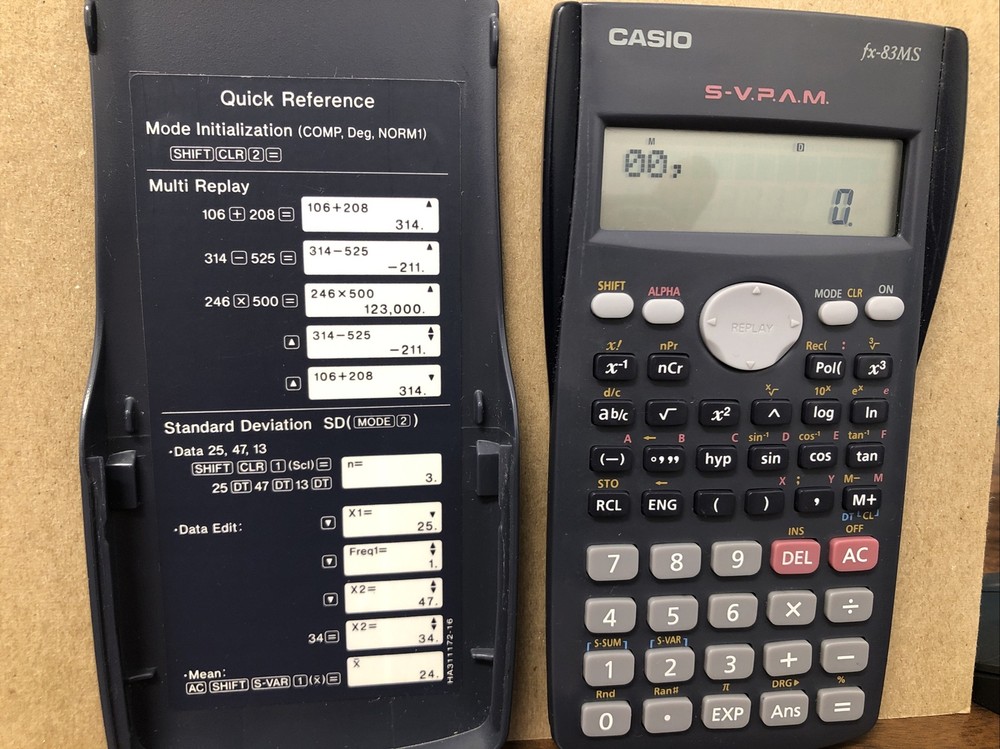 CASIO Scientific Calculator Fx-83MS S-V.P.A.M. Tested Working, Quick Reference
