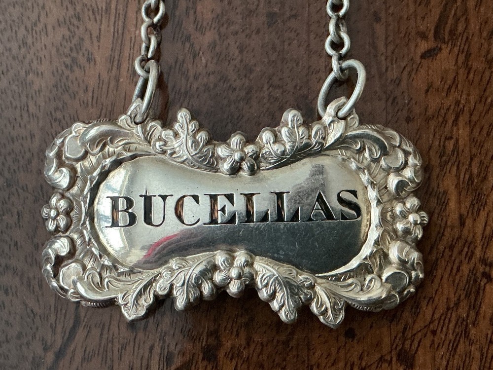 ANTIQUE SILVER PLATED WINE LABEL BOTTLE TICKET