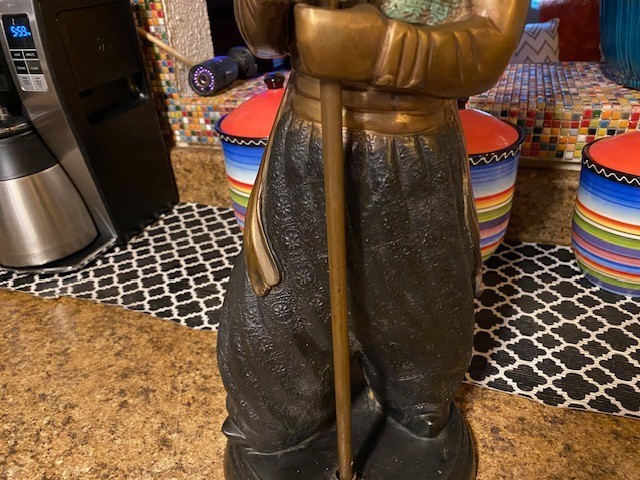 ANTIQUE BRONZE MIDDLE EASTERN COLD PAINT , NUBIAN?CANDELABRA! 16 LBS EACH!