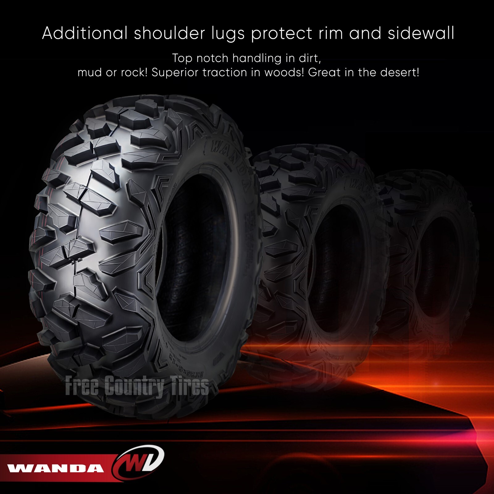 Set 4 WANDA ATV UTV Tires 25x8-12 25x8x12 Front 25x11-10 25x11x10 Rear 6PR