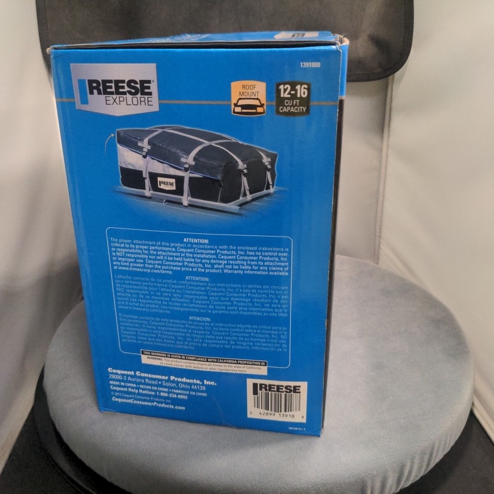 REESE Explore Rainproof Expandable Rooftop Cargo Bag 12-16 CU FT Capacity