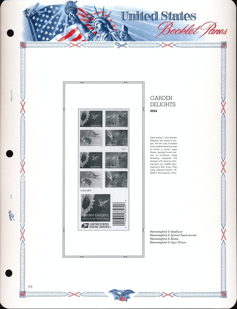 WHITE ACE 2024 US Booklet Panes Stamp Album Supplement BP-45