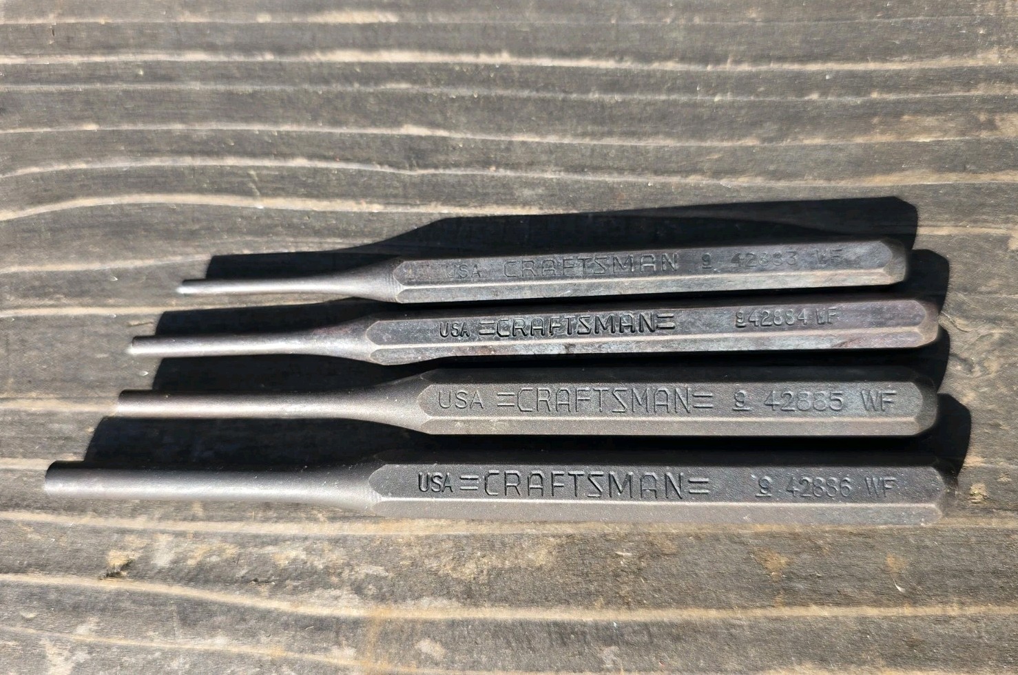 Lot of 4 Vtg Craftsman Punches 42883-42886 1/8" - 1/4" NOS