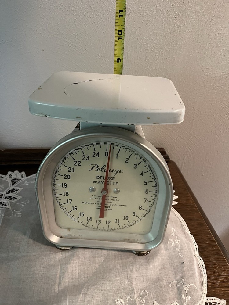 Vintage White Distressed Pelouze Platform Scale Some Rust