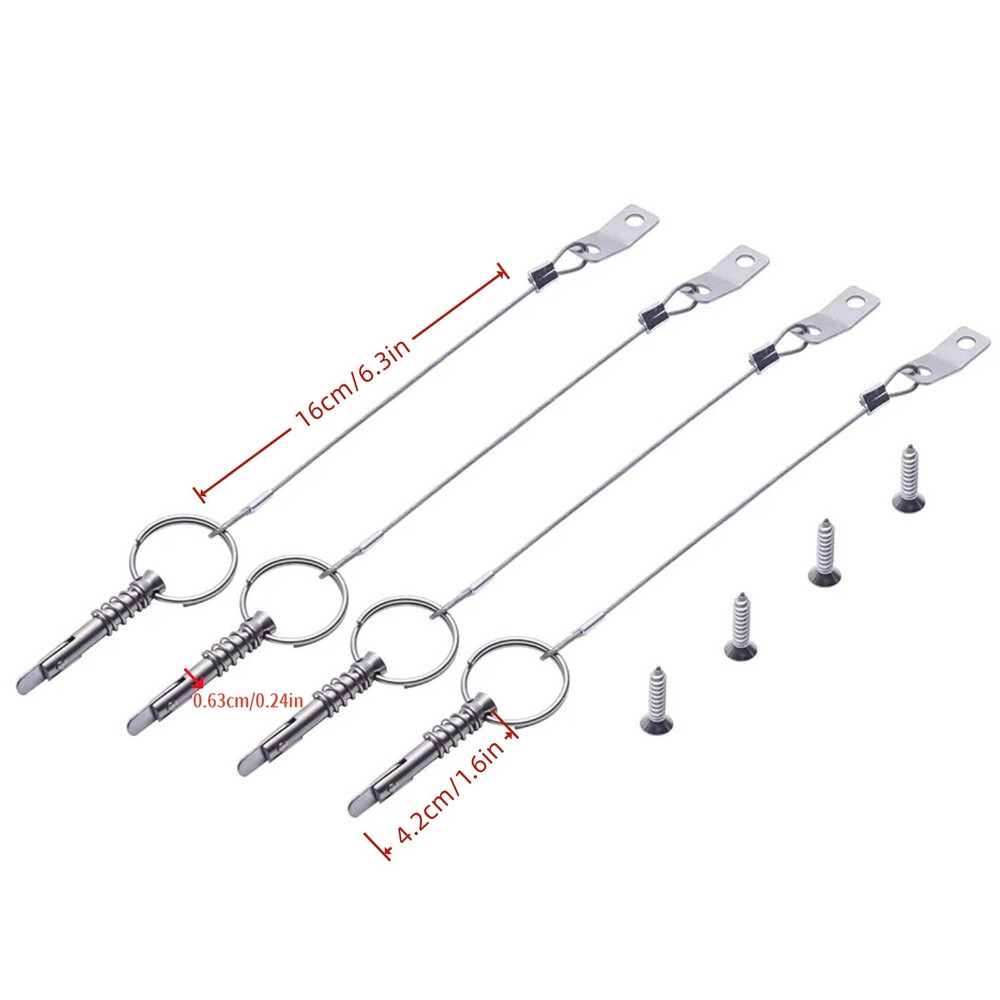 4PACK Quick Release Pin w/Screws for Marine Bimini Top Deck Hinge 316 SS