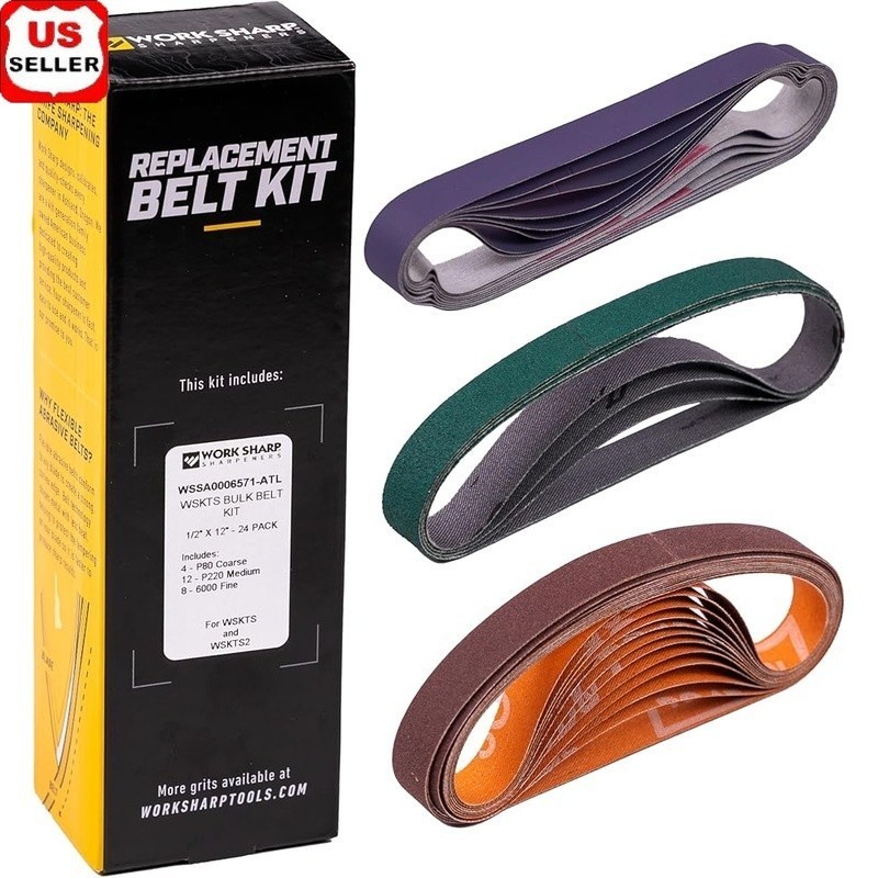 24 Abrasive Belts Kit Knife Tool Sharpener Long Lasting Sharpening Efficiency US