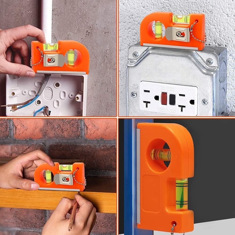 Magnetic Small Pocket Two Bubble Spirit Level Tool 3.3inch Keychain Belt Clip