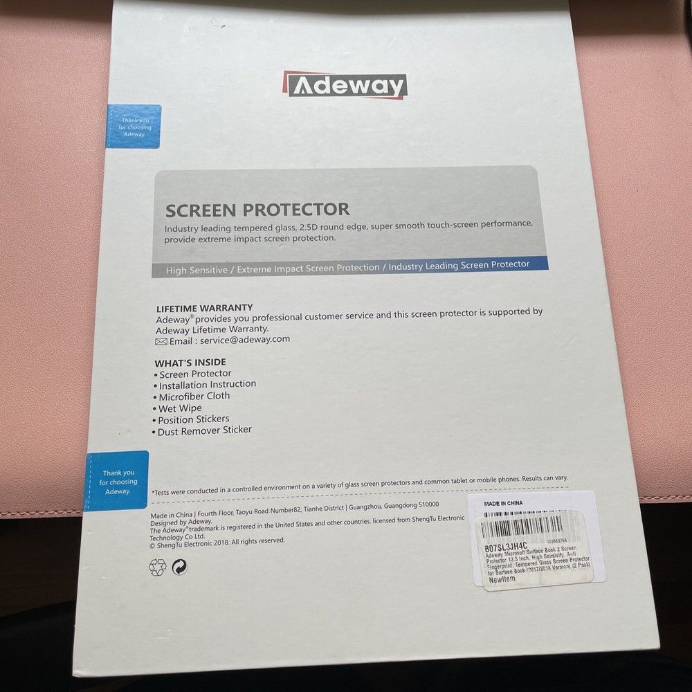 adeway tempered glass screen protector for surface book 2 13.5inch 2pack