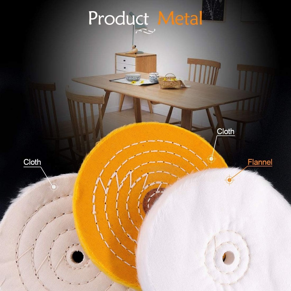 Buffing Polishing Wheels For Bench Grinder Buffer With 1/2" Arbor Hole 6 Pcs