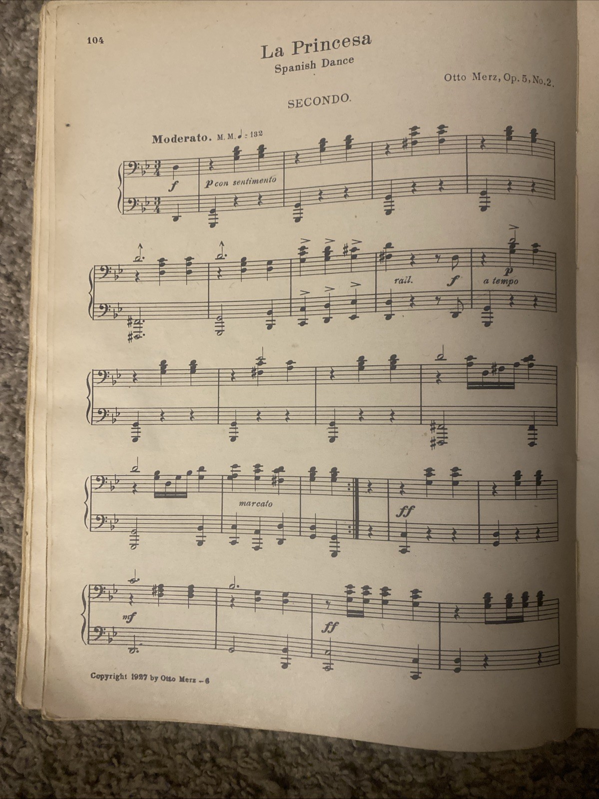 Antique 1899 Piano Book “Concert Duets”