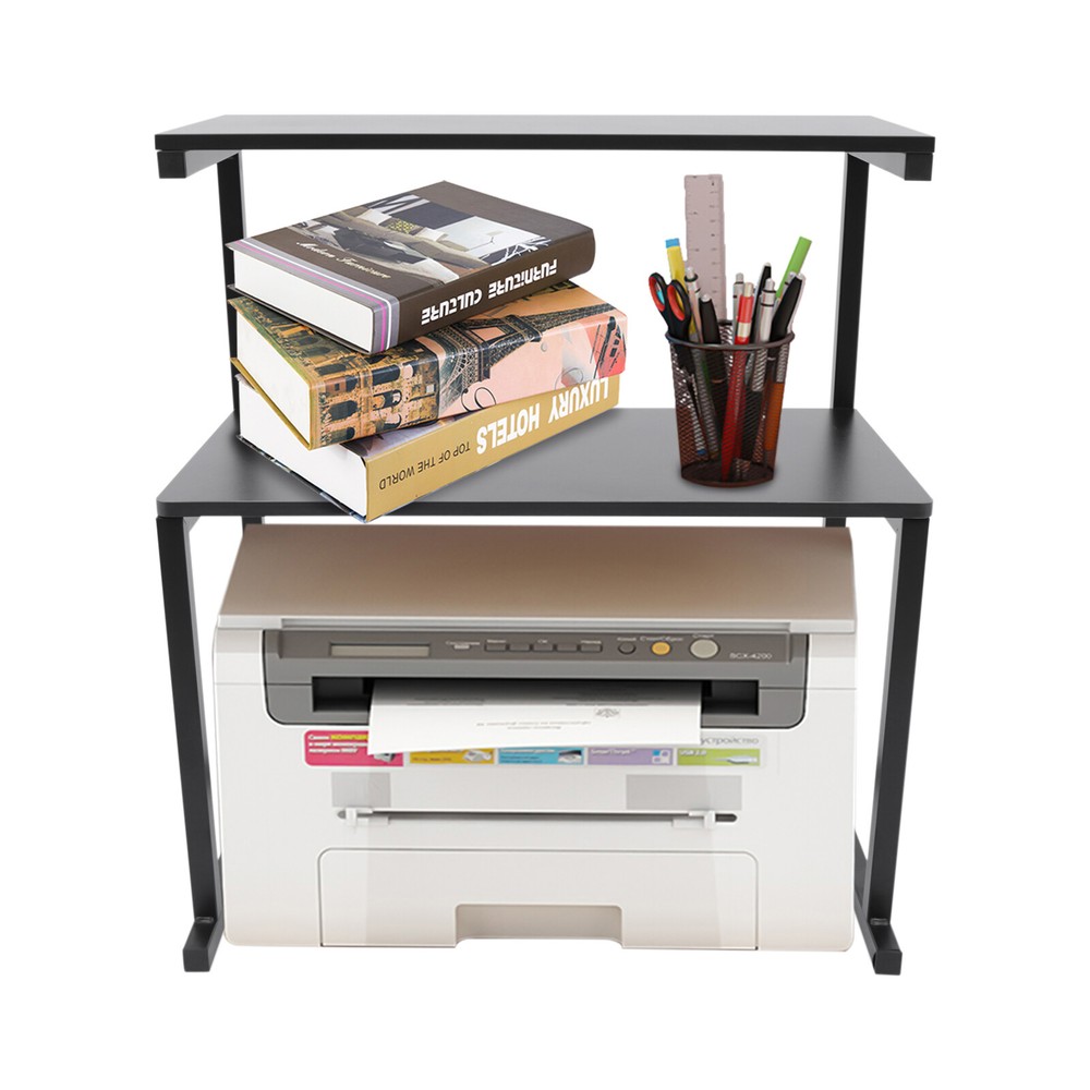 Printer Shelf for Desk - Desktop Printer Stand with 2 Storage Compartment
