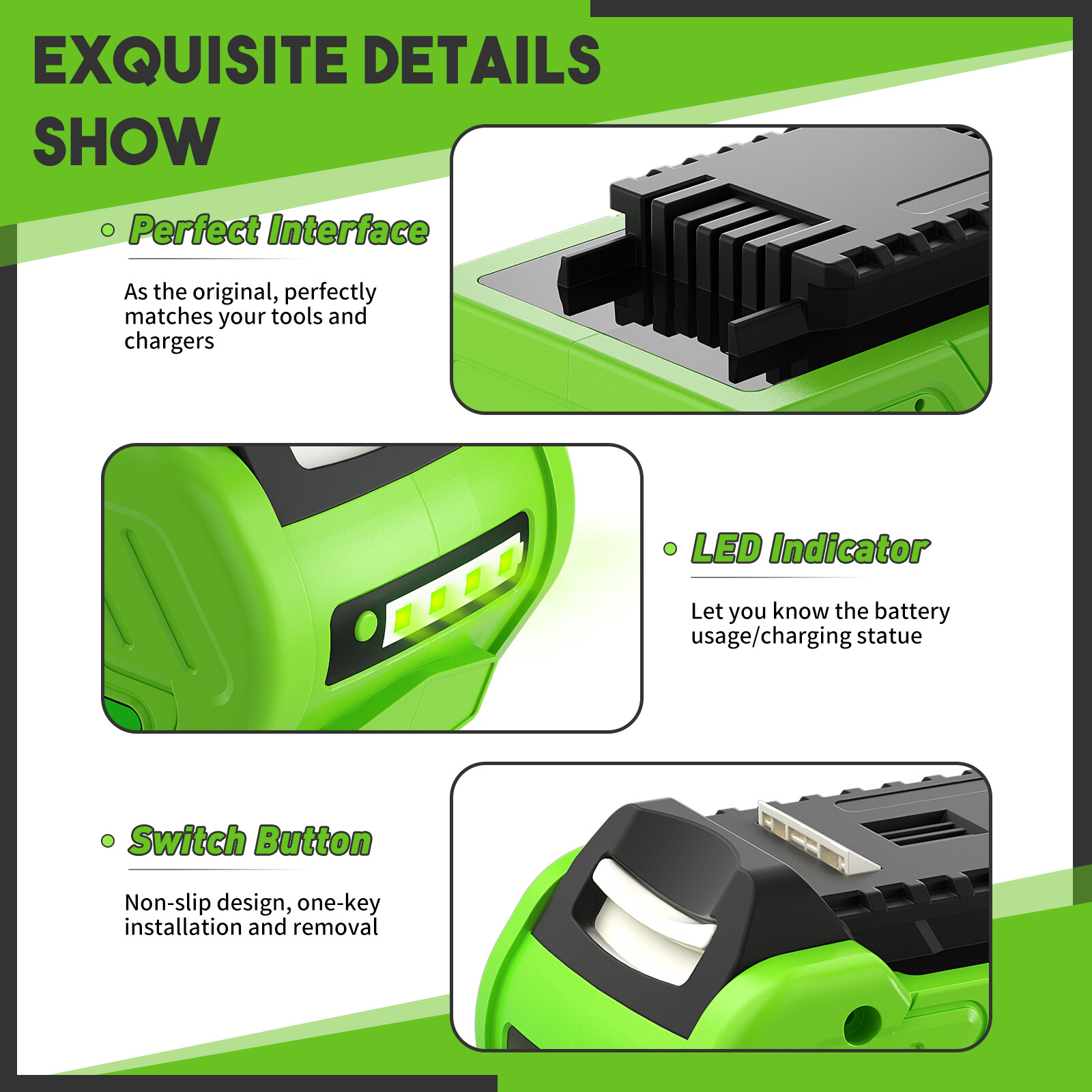 40V 8.0Ah Lithium Battery For Greenworks G-MAX 40 Volt 29472 29462 29252 20202