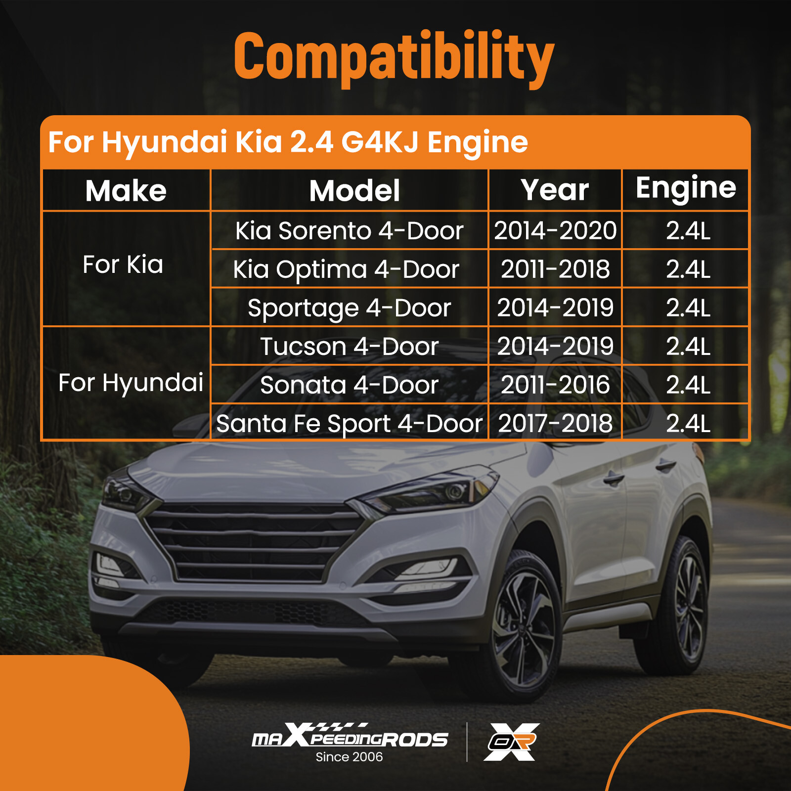 GDI 2.4L G4KJ Crankshaft+Bearing+Rods Kit for Hyundai Sonata Kia Optima Sorento