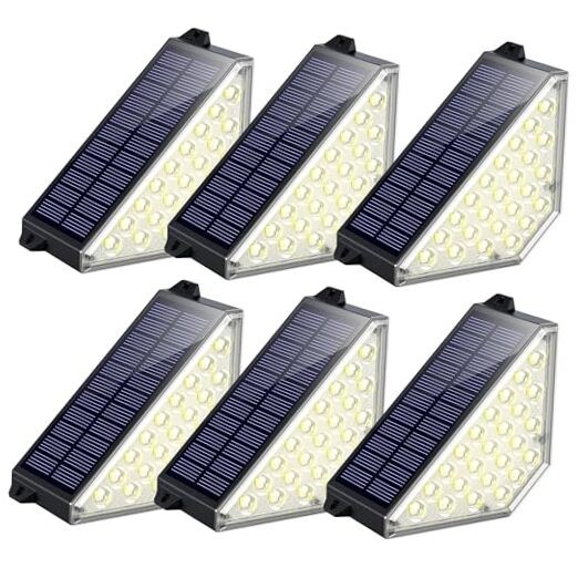 Solar Step Lights for Outside, 2 Adjustable Brightness, 2 Mounting 6 Pcs