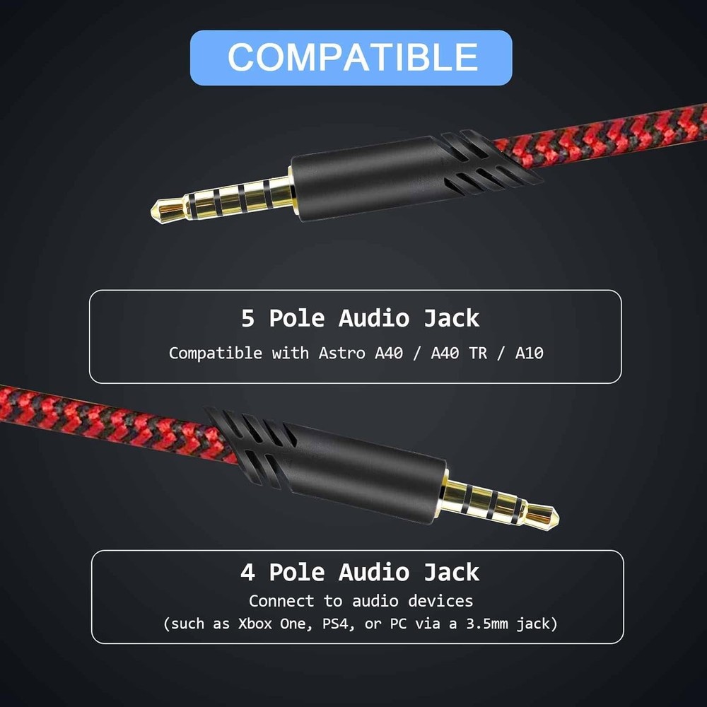 2.0M Replacement Audio Cable Compatible with Astro A40 A40TR Gaming Headset,...