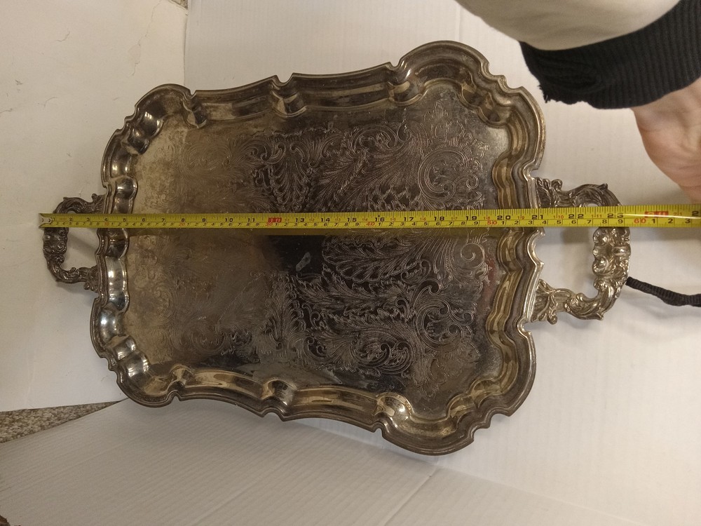 Silver Plated Rectangle Footed Serving Tray Platter 13" x 19"