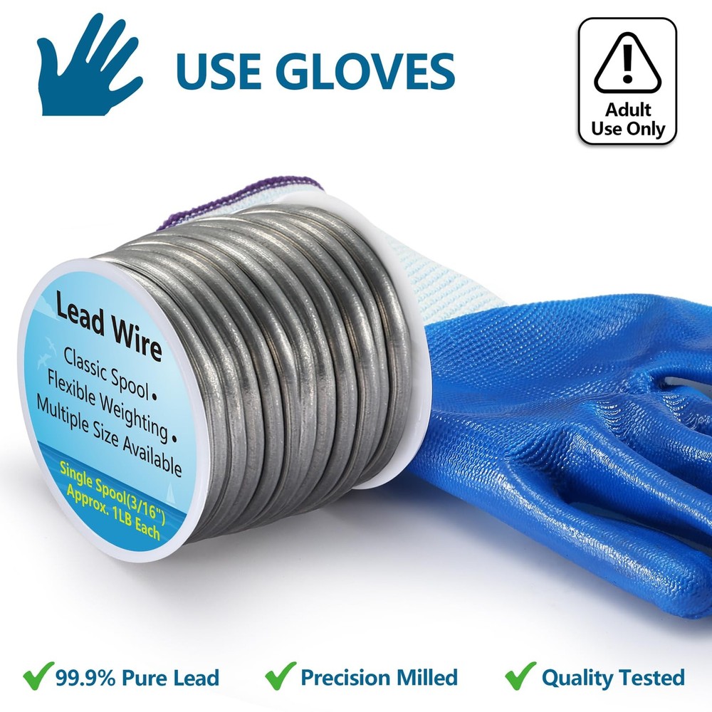 Lead Wire Solid Core Roll 1 Lb Spool — Soft High Density Lead Line for Fishin...