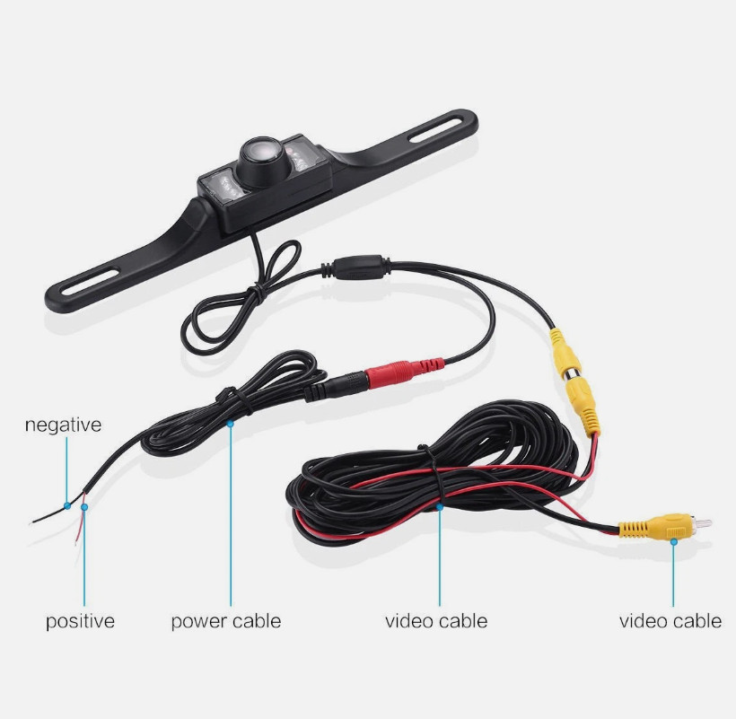 Rear view Backup Plate Camera For Jensen CMR8629 Install Kit