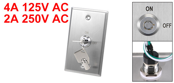 Key Switch On/Off Exit Switch Door Release SPST for Access Control with 2 Keys