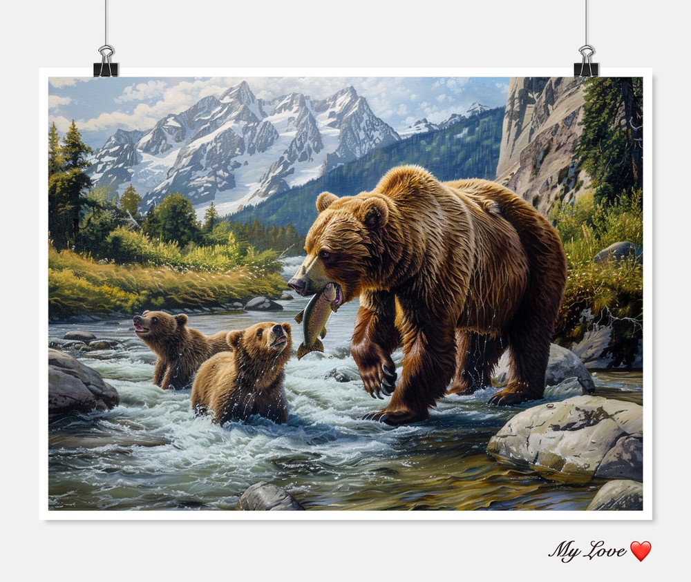 Bear's River Hunt 1 - Chart Counted Cross Stitch Patterns Needlework DMC Color