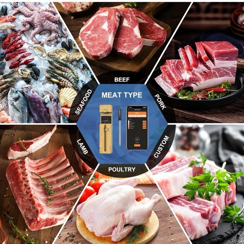 Wireless Meat Thermometer Bluetooth with Ceramic Probe: Waterproof Digital Oven