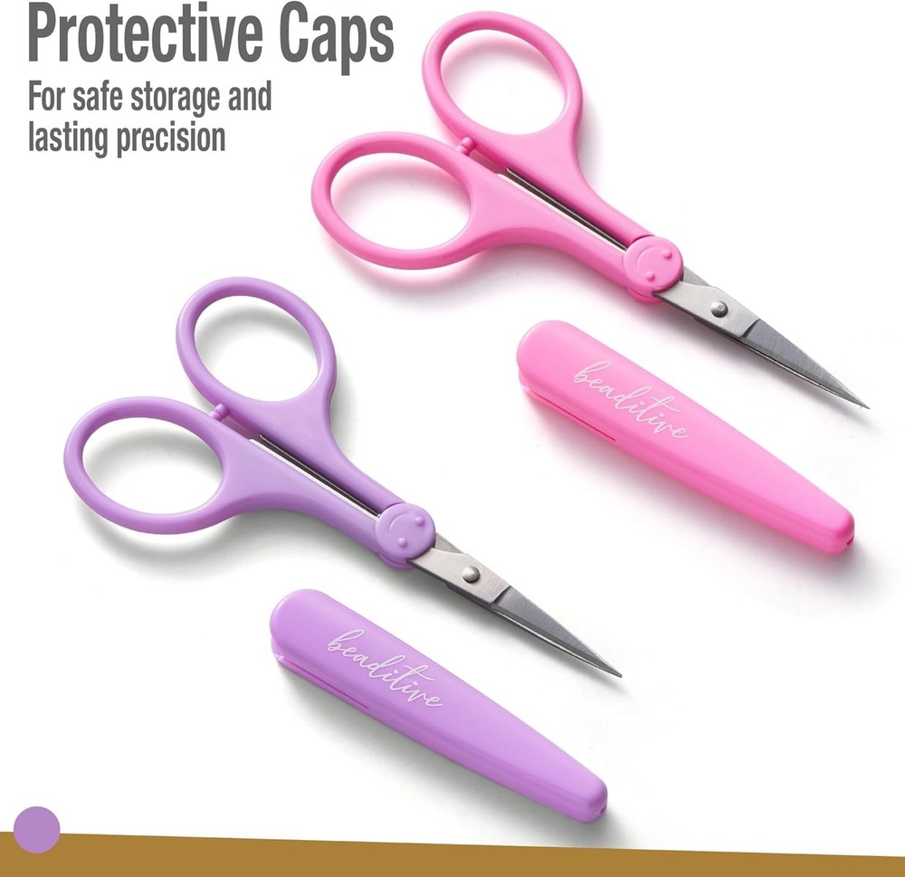 Compact 2-Pack Detail Scissors - Sharp Stainless Steel & Protective Covers
