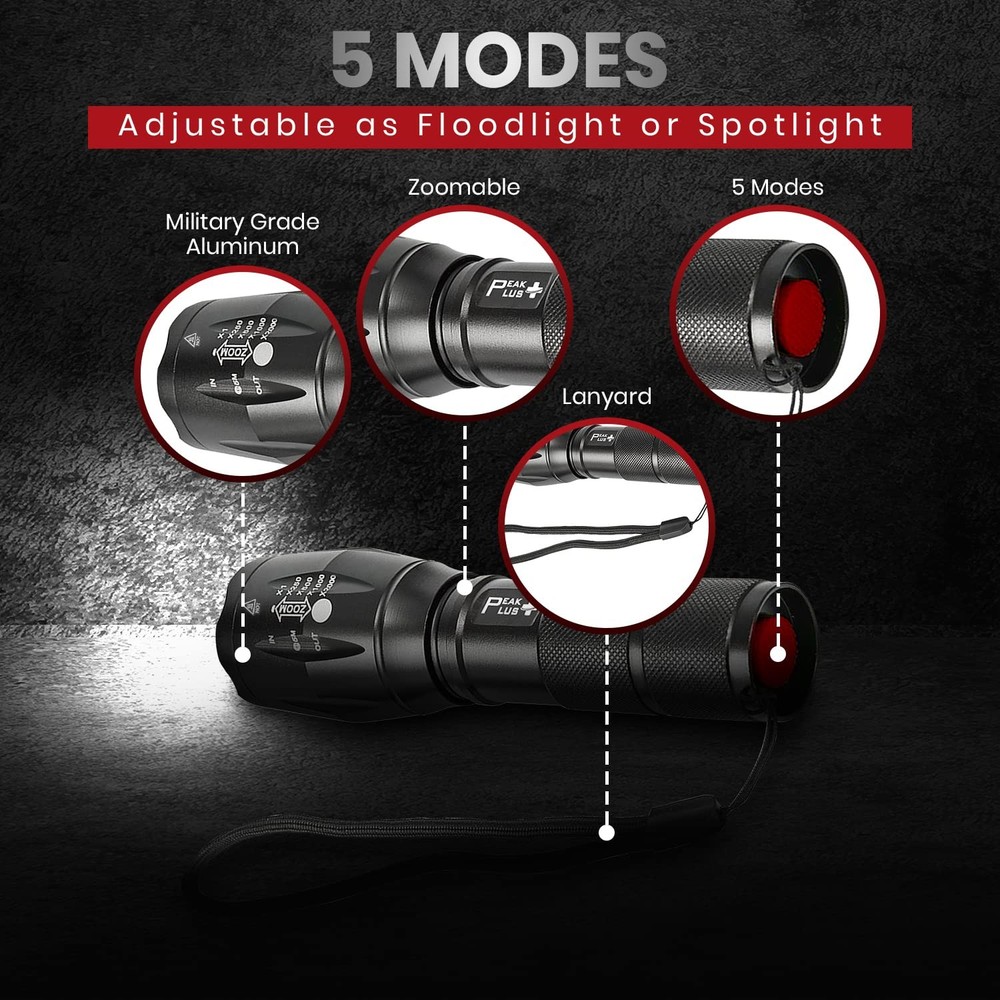 99000000 Lumen Super Bright LED Tactical Flashlight Rechargeable LED Work Lights