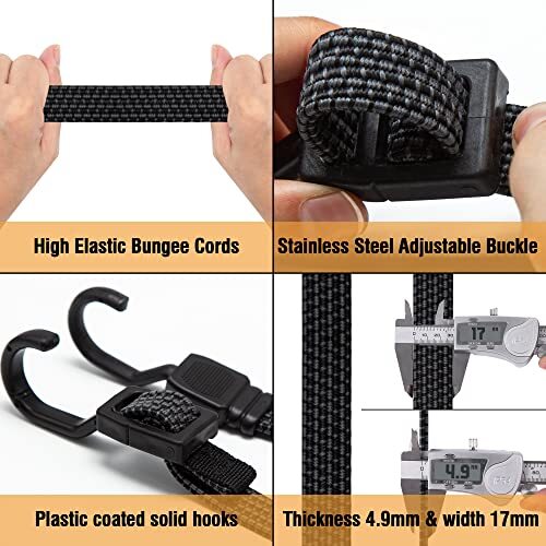 Bungee Cords with Hooks Heavy Duty Flat Adjustable Bungee Cords with Hooks