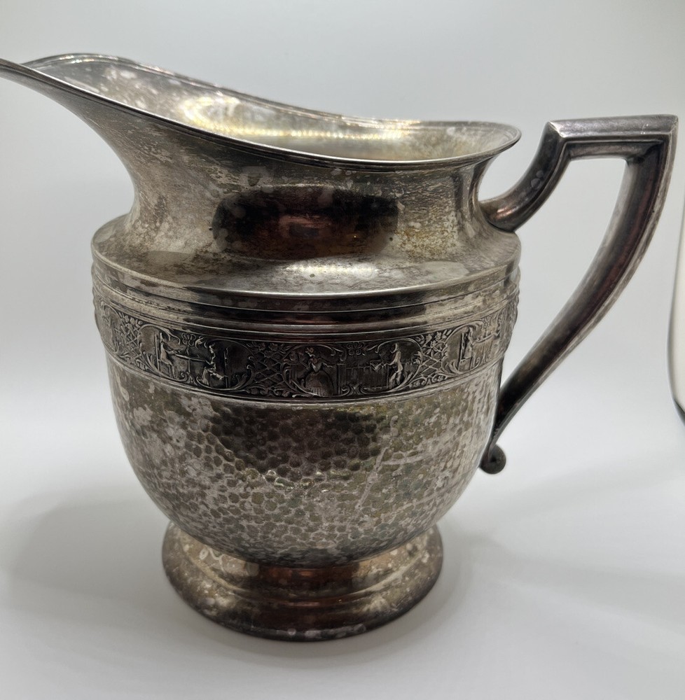 MM & Co. EPNS Pitcher 64oz. Engraving on side, Antique