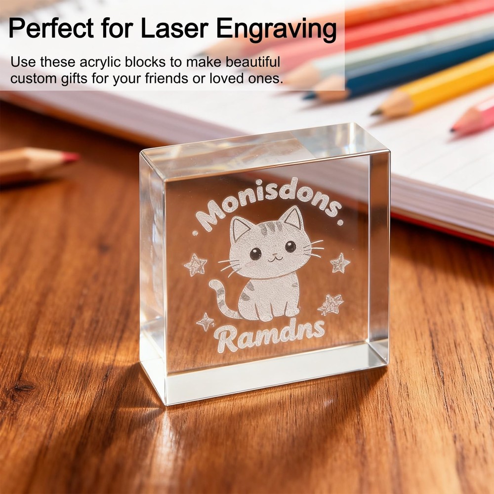 Acrylic Display Blocks - 6 Clear Cube Risers for Jewelry, Perfume, Props