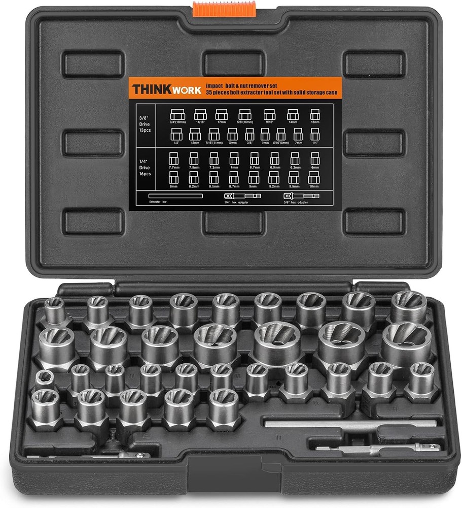 Easy Out Bolt Extractor Kit, 35 PCS Nut Socket Set, 1/4"...