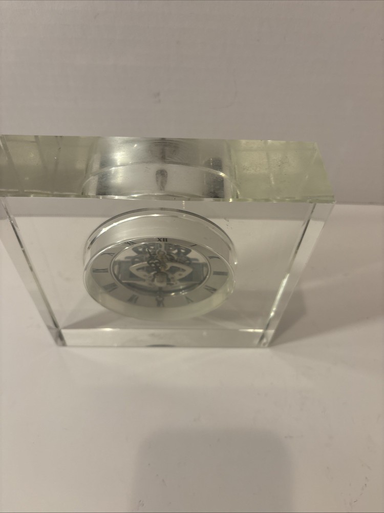 Skeleton Desk Mantel Clock Heavy Glass Casing
