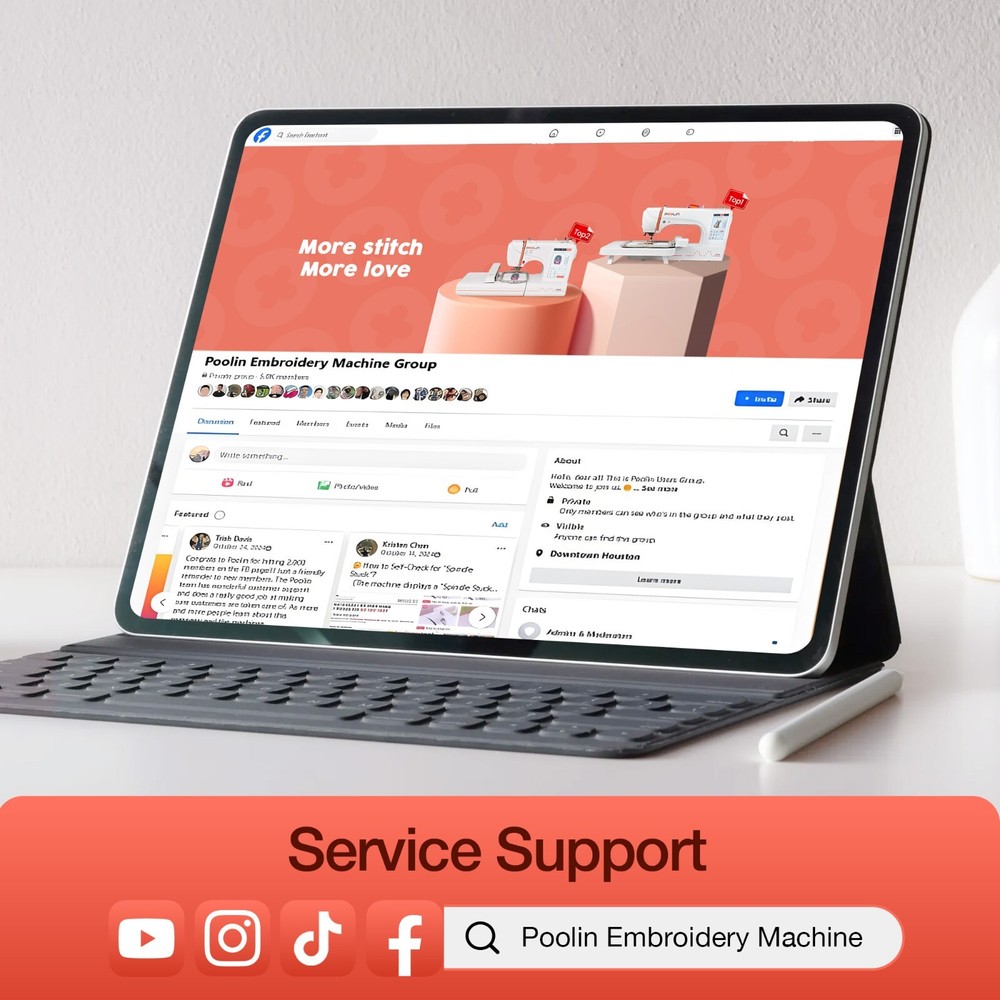 Poolin EOC06 Embroidery Machine Computerized with thread&bobbins&stabilizer