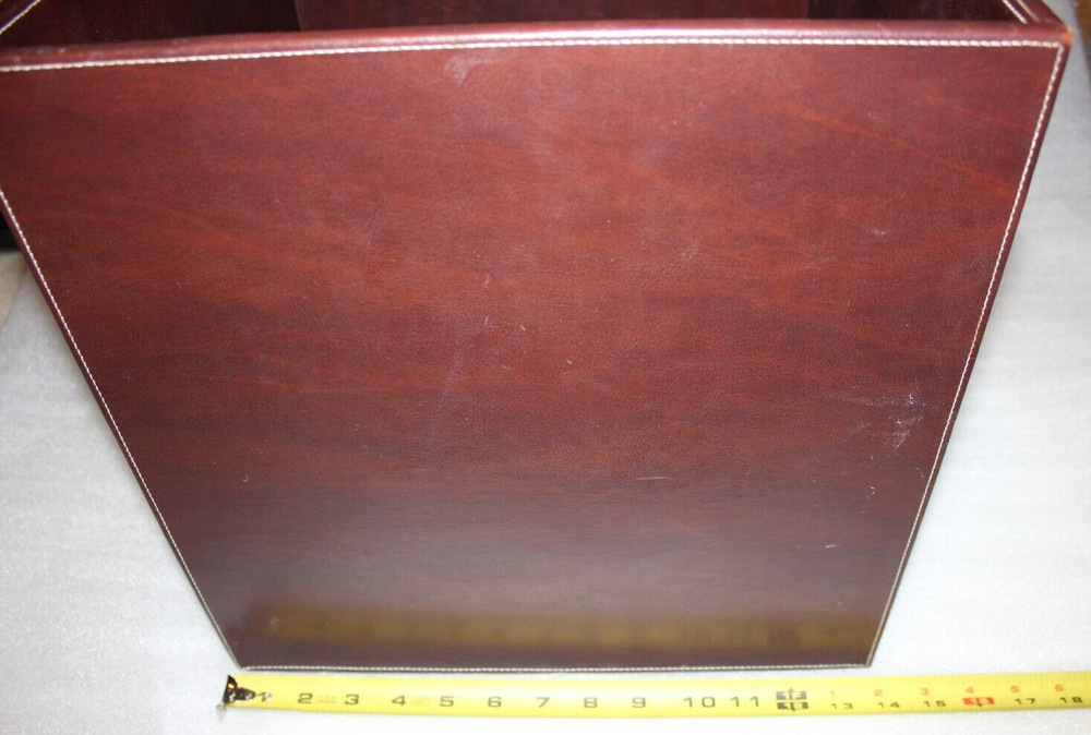 Decorative Brown Leather Storage Box/Cube 14"x14"x14" Preowned