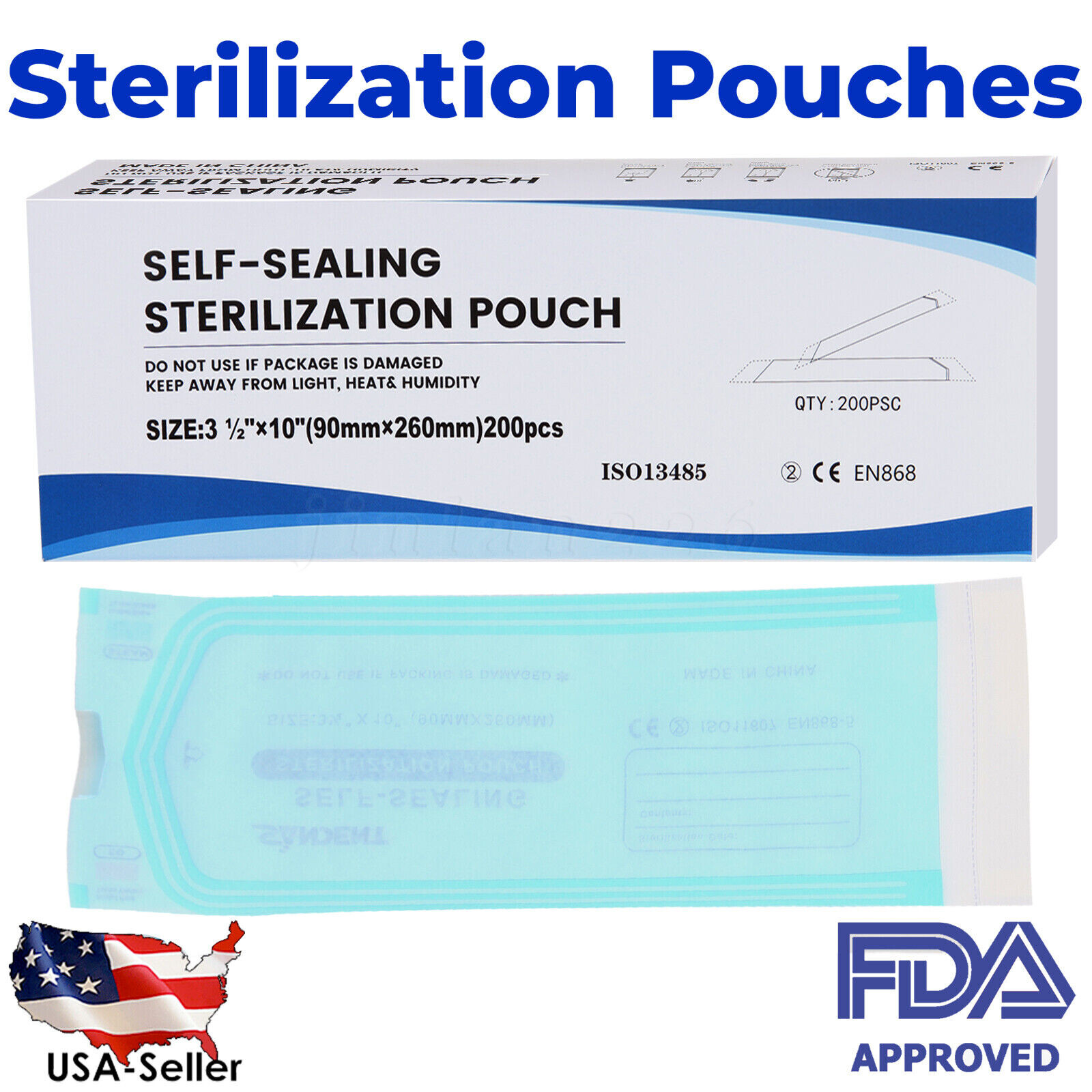 Self Seal Sterilization Pouches Dental Medical Autoclave Sterilizer Bags 3.5”x10