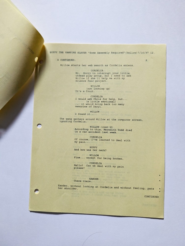Buffy The Vampire Slayer Original Script - "Some Assembly Required" S02E02