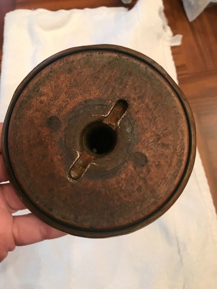 LARGE VINTAGE SPOOL MADE INTO CANDLE HOLDER