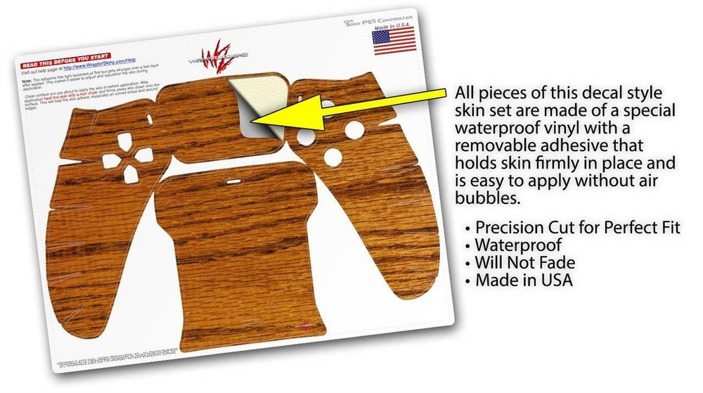 Skin Sony PS5 Controller Wood Grain - Oak 01