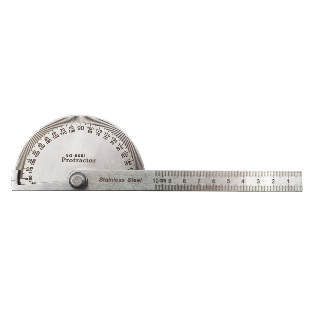 Stainless Steel Angle Protractor 0-180 Degrees 10 cm Woodworking Ruler Tool