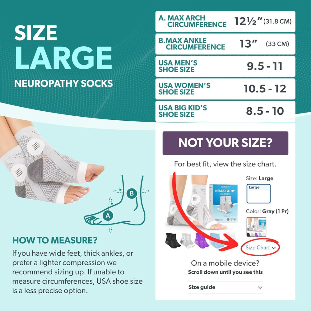Braceability Neuropathy Socks (Pair) - Peripheral Neuritis Compression Diabetic