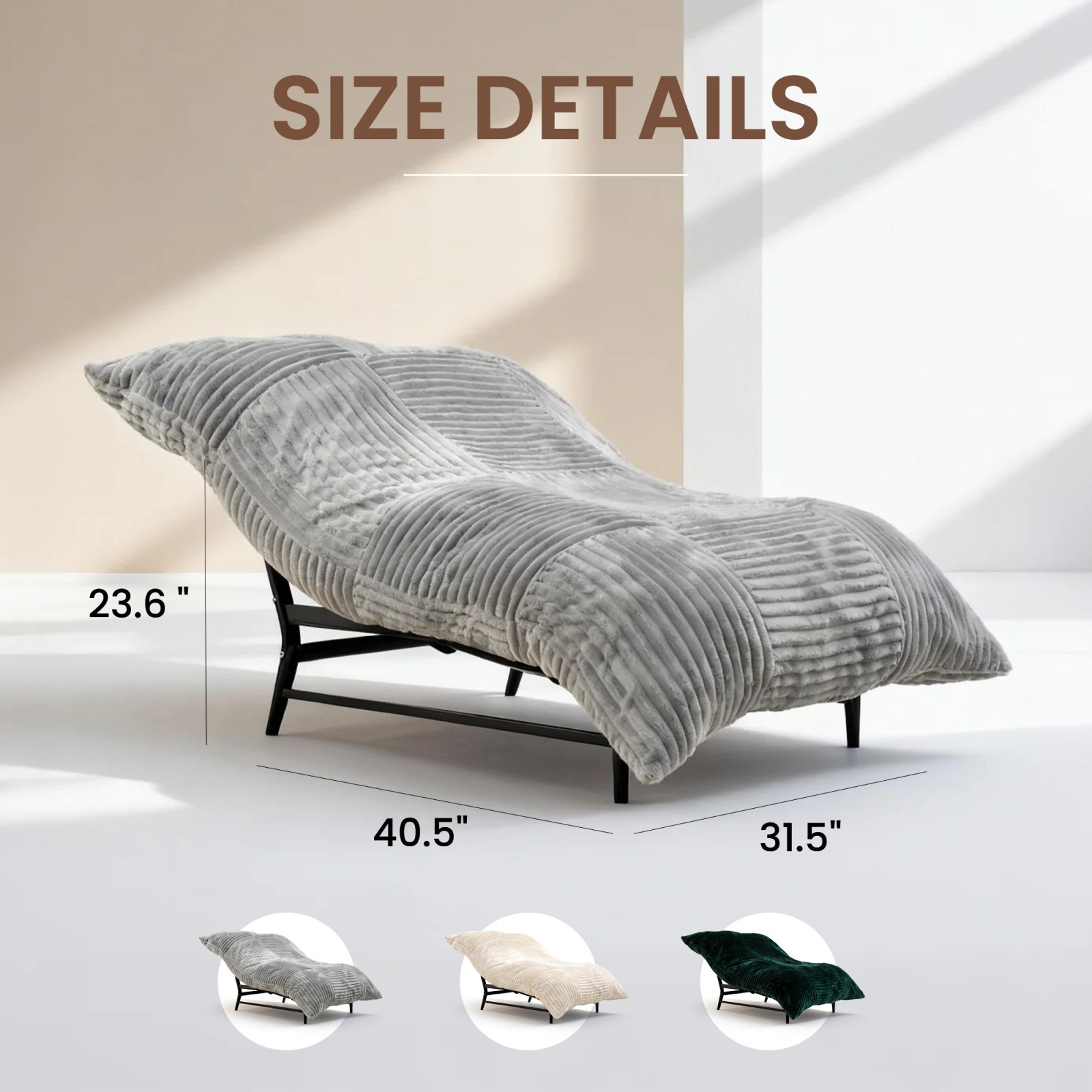 Bean Bag Chair Giant Lounge Chair with Metal Base for Living Room Lazy Sofa Bed