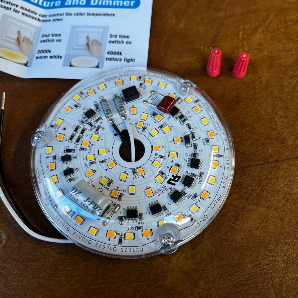 3.94" Ceiling Fan LED Light Replacement Panel PCB 18W, 3 CCT Adjustable Color