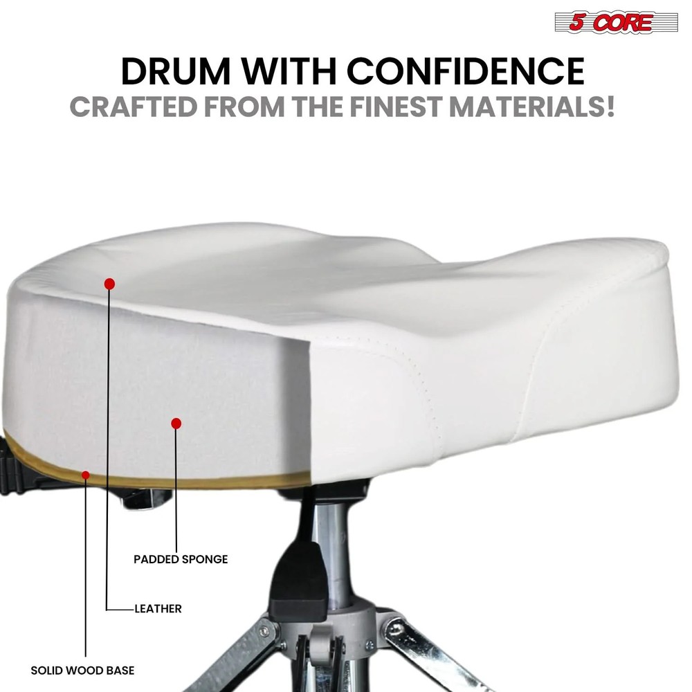 5 Core Drum Throne w Backrest 4" Padded Stool Adjustable 24.5" 441Lb Capacity