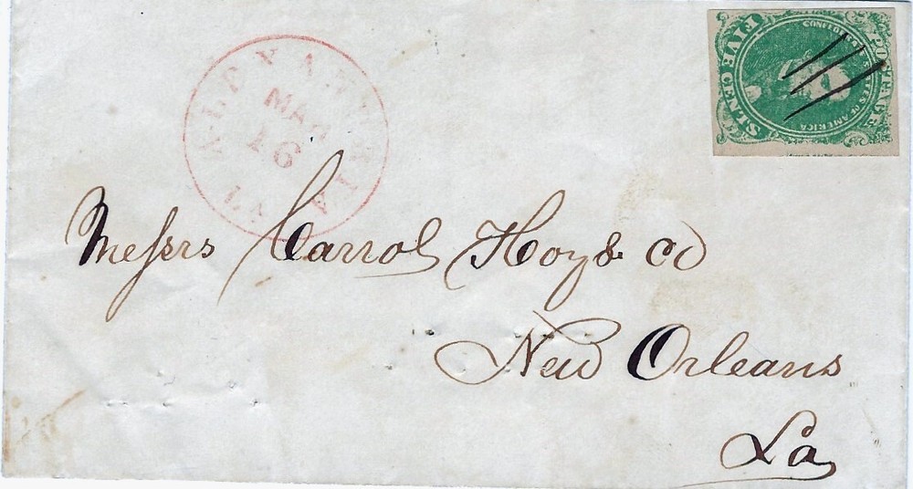 Confederate States 1 Stone 1 Flaw above 'F' Alexandria to NO KSPhilatelics A102