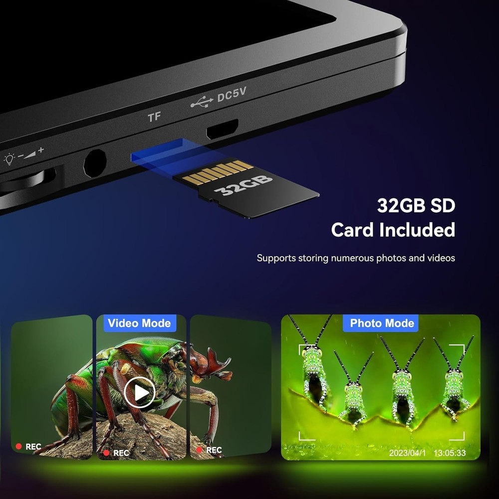 DM9 Dual-Purpose Microscope: 12MP Camera & LED Lights - Perfect for Learning